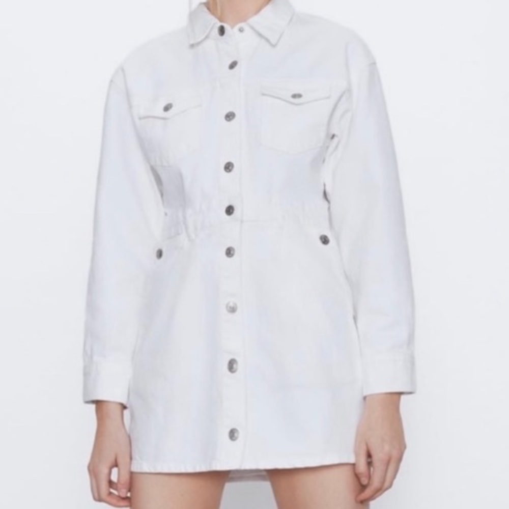 Zara White Denim Dress